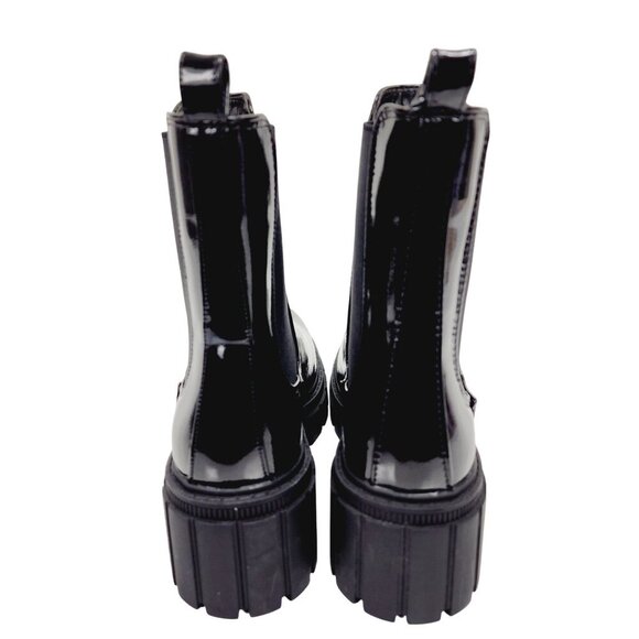 Black Patent Leather Chelsea Boots With Chunky Sole UK 4 EUR 37 USA 6 - Picture 13 of 13